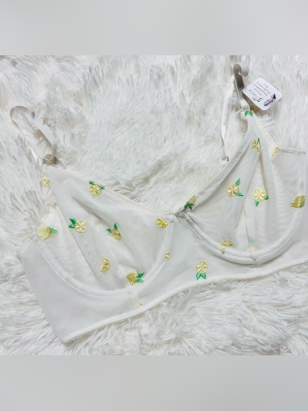 Jessica Simpson White Sheer Lemon Embroidered Bralette‎